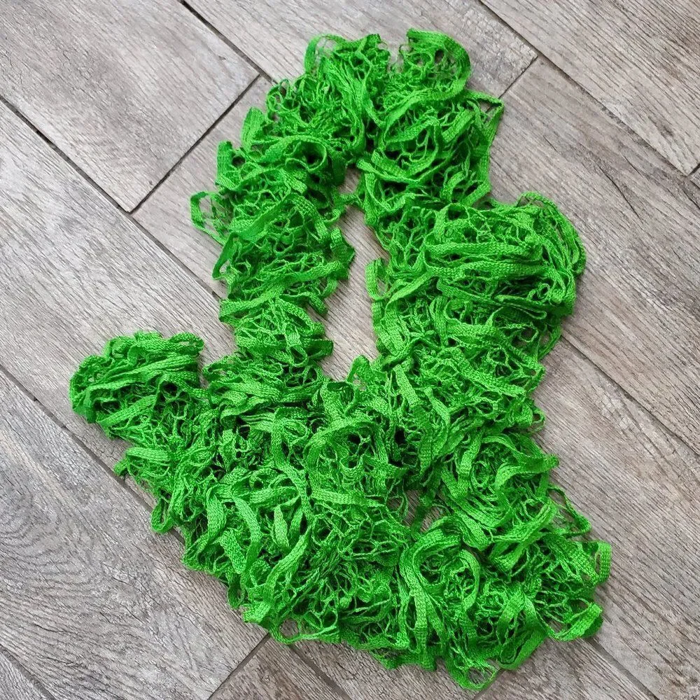 BOGO Scarf Sale - Hand Crafted crochet green ruffle scarf